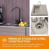 Sunjoy Fleetwood Stainless Steel Outdoor Sink with Woodgrain Finish, view 5