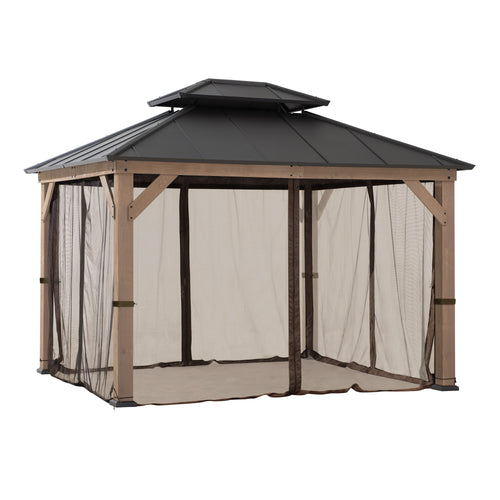 Sunjoy Gazebo Mosquito Netting Replacement for 10 ft. x 12 ft. Wood Frame Gazebo - Brown