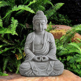 Sunjoy Serenity Meditating Buddha Statue 20" - Weathered Stone Gray, view 2