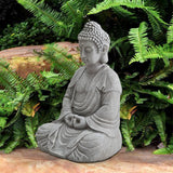 Sunjoy Serenity Meditating Buddha Statue 20" - Weathered Stone Gray, view 3