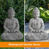 Sunjoy Serenity Meditating Buddha Statue 20" - Weathered Stone Gray, view 5