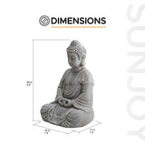 Sunjoy Serenity Meditating Buddha Statue 20" - Weathered Stone Gray, view 6