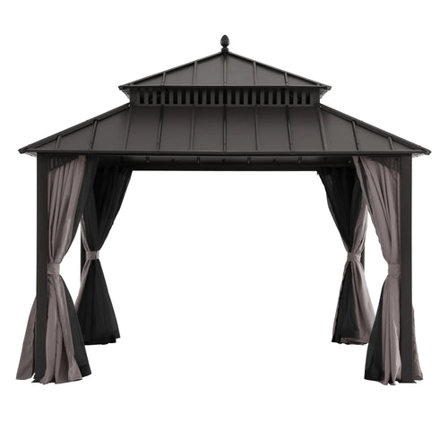 Sunjoy Kingston Aluminum Gazebo - Espresso Brown, 12x12