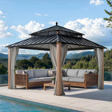 Sunjoy Kingston Aluminum Gazebo - Natural Woodgrain, 12x12, view 2