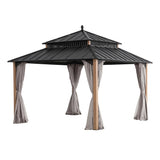 Sunjoy Kingston Aluminum Gazebo - Natural Woodgrain, 12x12, view 4