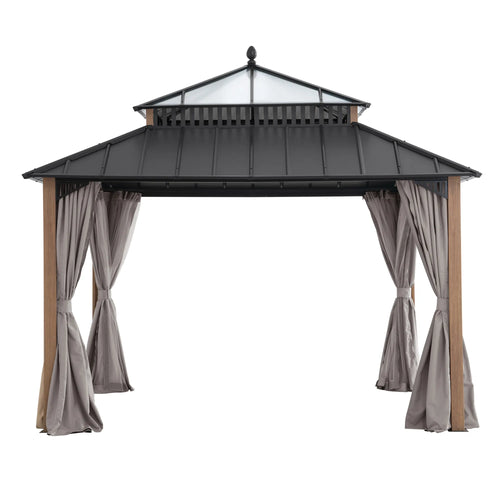 Sunjoy Kingston Horizon PC-Vent Gazebo - Natural Woodgrain, 12x12