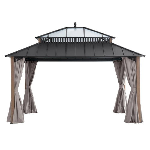 Sunjoy Kingston Horizon PC-Vent Gazebo Natural Woodgrain, 12x14