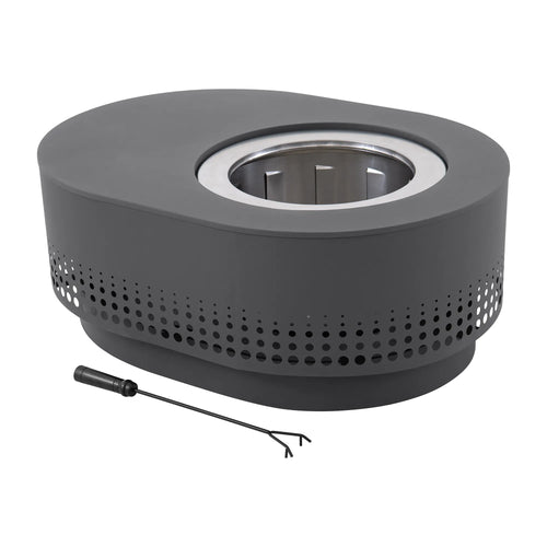 Sunjoy Vulcan Oval Smokeless Fire Pit 38", Dot Grid - Gray