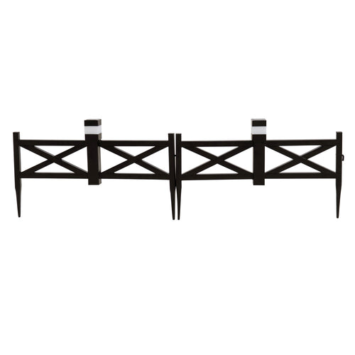 Sunjoy 5-Pack Metal Lattice Garden Fence with Solar Lights - Earth Brown