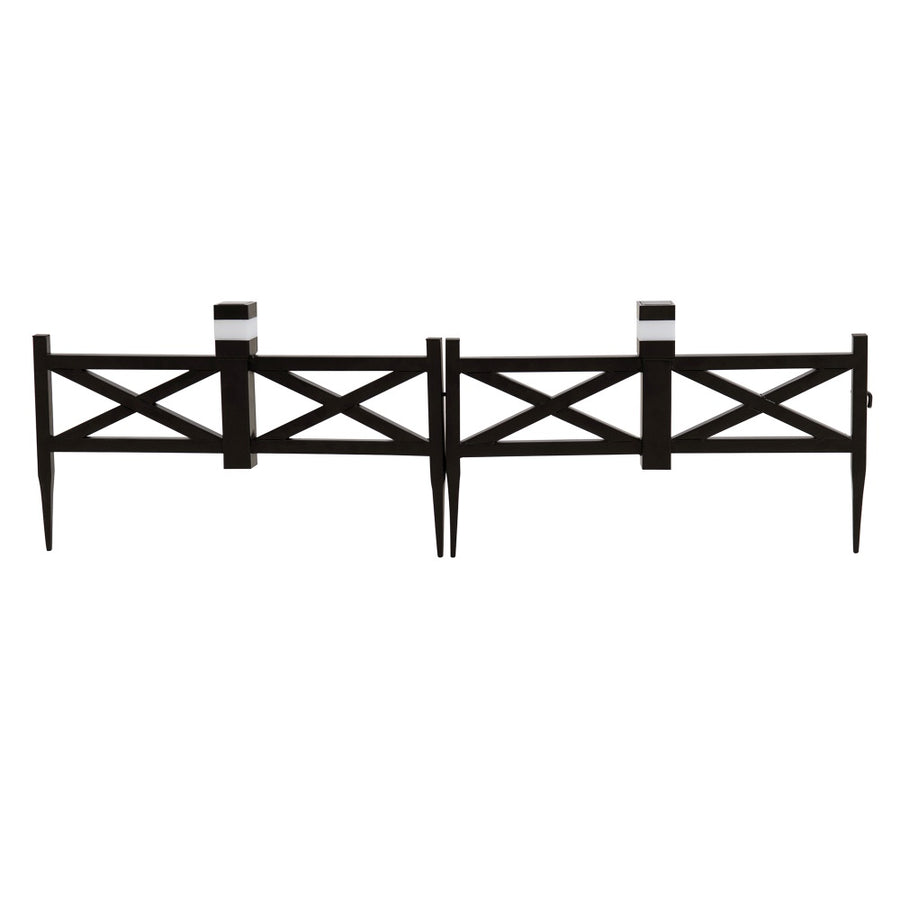 Sunjoy 5-Pack Metal Lattice Garden Fence with Solar Lights - Earth Brown