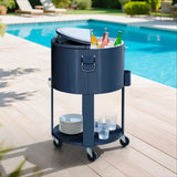Sunjoy Oasis Rolling Patio Ice Chest Cart 60 Qt with Storage Shelf- Cobalt Blue, view 2