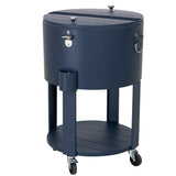 Sunjoy Oasis Rolling Patio Ice Chest Cart 60 Qt with Storage Shelf- Cobalt Blue, view 3