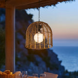 Sunjoy Chandelier Wicker Hanging Light Fixture with Remote Control - Light Brown, view 2