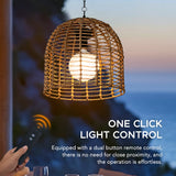 Sunjoy Chandelier Wicker Hanging Light Fixture with Remote Control - Light Brown, view 4