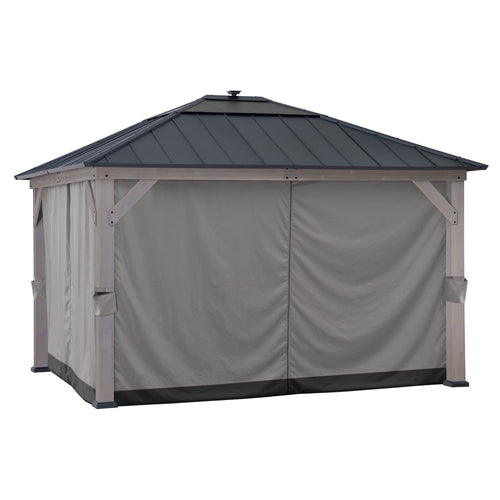 Sunjoy Four-Side Privacy Replacement Curtain Set for 11 ft. x 13 ft. Gazebo - Gray