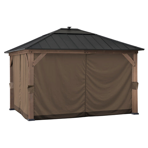 Sunjoy Four-Side Privacy Replacement Curtain Set for 11 ft. x 13 ft. Gazebo - Brown