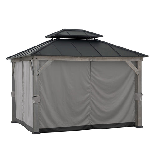 Sunjoy Gazebo Privacy Curtains for 10 ft. × 12 ft. Wooden Gazebo - Gray