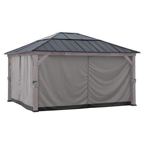 Sunjoy Replacement Curtains for 13 ft. × 15 ft. Wood-Framed Gazebos - Gray