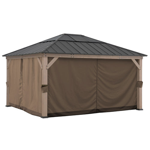 Sunjoy Replacement Curtains for 13 ft. × 15 ft. Wood-Framed Gazebos - Brown