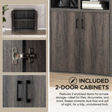 Sunjoy Quub Two Door Cabinet, Space Saving Stackable MDF Wood Cabinet, view 4