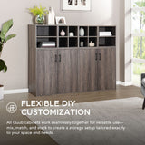 Sunjoy Quub Two Door Cabinet, Space Saving Stackable MDF Wood Cabinet, view 6