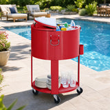 Sunjoy Oasis Rolling Patio Ice Chest Cart 60 Qt with Storage Shelf- Vintage Red, view 2