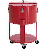 Sunjoy Oasis Rolling Patio Ice Chest Cart 60 Qt with Storage Shelf- Vintage Red, view 3
