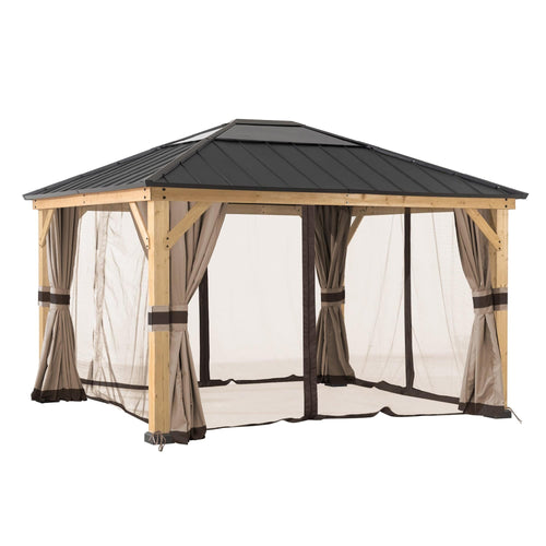 Sunjoy Replacement Curtains and Mosquito Netting for 11 ft. ×13 ft. Wood-Framed Gazebos