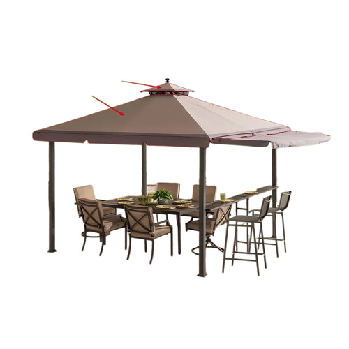 Sunjoy Dark Brown+Dark Gray Replacement Canopy For Gazebo With Awning (10X10 Ft) L-GZ1023PST-A Sold At Menards
