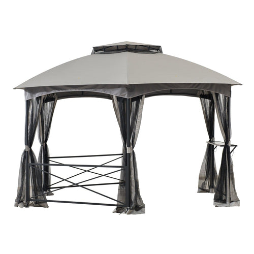 Sunjoy Light Grey+Dark Grey Replacement Canopy For Hexagonal Gazebo (13x15 ft) A101011200 Sold At SunNest