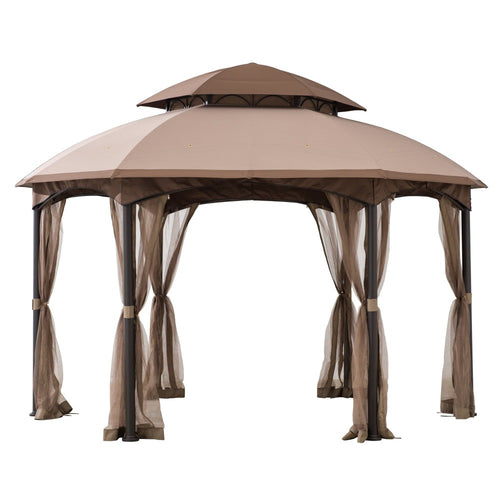 Sunjoy Khaki+Light Brown Replacement Canopy For Manat soft top gazebo (14x14 Ft) A101011800 Sold At SunNest