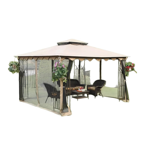 Sunjoy Khaki Replacement Canopy For Regency Gazebo (10X12 Ft) L-GZ043PST-3 Sold At OSJ