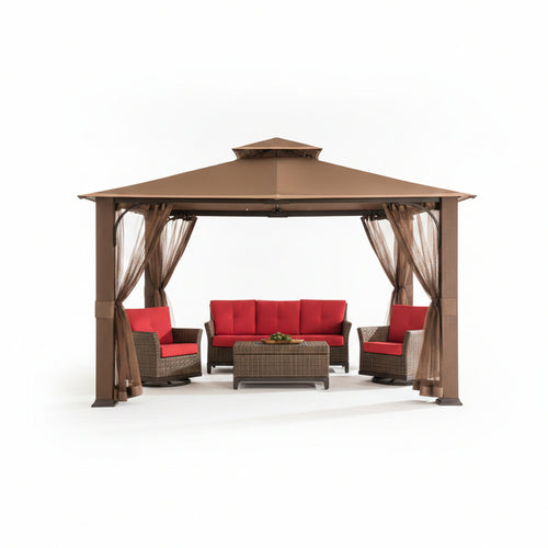 Sunjoy Brown Replacement Canopy For Montgomery Gazebo (10X12 Ft) L-GZ1033PST Sold At Menards