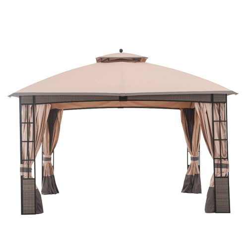 Sunjoy Beige+Dark Brown Replacement Canopy For Lakewood Soft Top Gazebo (10X12 Ft) L-GZ1165PST Sold At Big Lots