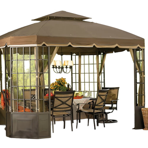 Sunjoy Khaki+Sesame+Brown Replacement Canopy For Bay Window Gazebo (10X12 Ft) L-GZ120PST-2S Sold At Sears&Kmart