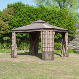 Sunjoy Khaki+Dark Brown Replacement Canopy For Brenner Gazebo (10X12 Ft) L-GZ1261PST Sold At Home Depot, view 2
