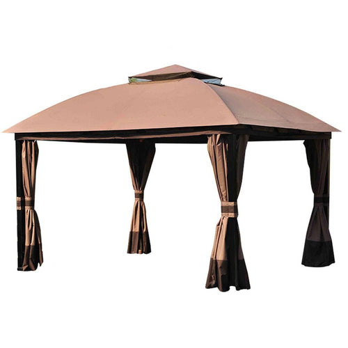 Sunjoy Ginger Snap+Dark Brown Replacement Canopy For South Hampton Gazebo (11x13 FT) L-GZ215PST-A Sold At Big Lots
