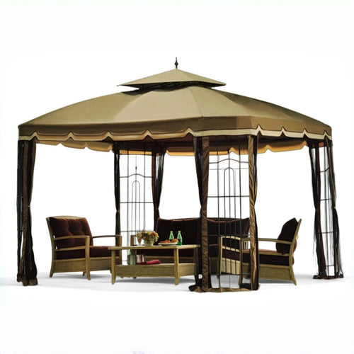 Sunjoy Ginger Snap+Beige Replacement Canopy For Bay Window Gazebo (10X12 Ft) L-GZ329PST-2 Sold At BigLots