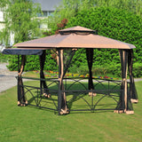Sunjoy Beige+Black Replacement Hexagon Canopy For Gazebo (11x13 FT) L-GZ501PST-A Sold At Canadiantire, view 2