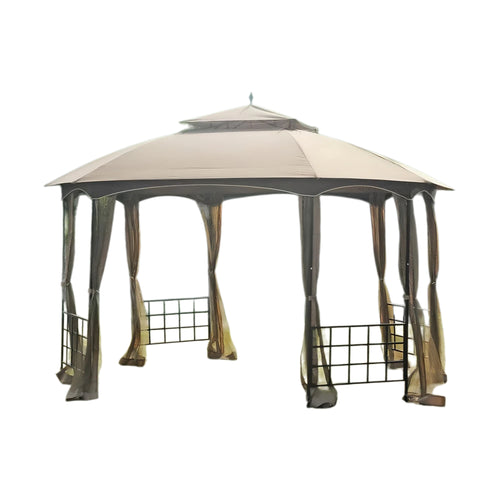Sunjoy Khaki+Dark Brown Replacement Canopy For Newport Octagon Gazebo (11x13 FT) L-GZ660PST Sold At Big Lots