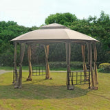 Sunjoy Khaki+Dark Brown Replacement Canopy For Newport Octagon Gazebo (11x13 FT) L-GZ660PST Sold At Big Lots, view 2