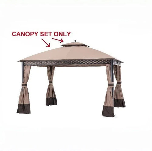 Sunjoy Khaki+Dark Brown Replacement Canopy For Windsor Gazebo (10X12 Ft) L-GZ717PST-C Sold At Big Lots