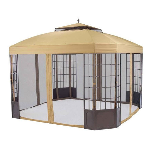 Sunjoy Ginger Snap+Golden+Black Replacement Canopy (Deluxe Version) For Bay Window Gazebo (10X12 Ft) L-GZ120PST-2 Sold At Sears US