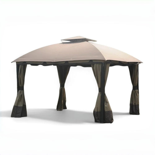Sunjoy Ginger Snap+Dark Brown Replacement Canopy (Deluxe Version) For South Hampton Gazebo (11x13 FT) L-GZ659PST Sold At BigLots