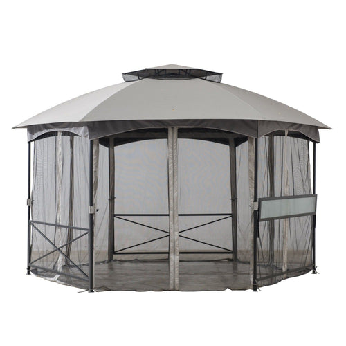 Sunjoy Light Grey+Dark Grey Replacement Mosquito Netting For Hexagonal Gazebo (13x15 ft) A101011200 Sold At SunNest
