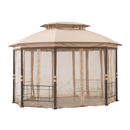 Sunjoy Light Tan+Sesame Replacement Mosquito Netting For Jeffries Octagonal Gazebo (10x12 FT) A101014900 Sold At THD US/THD.COM