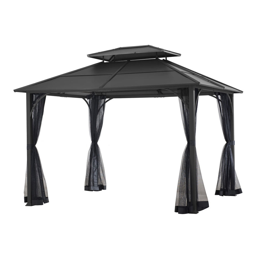 Sunjoy Black Replacement Mosquito Netting For Hampton Bay Farrington Hard Top Gazebo (10X12 Ft) A102001730