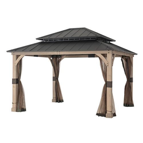 Sunjoy Brown Replacement Mosquito Netting For Yorktown HD Wood Gazebo (11X13 Ft) A102013109 Sold At Big Lots US