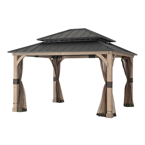 Sunjoy Brown Replacement Mosquito Netting For Yorktown HD Wood Gazebo (11X13 Ft) A102013120 Sold At Big Lots US