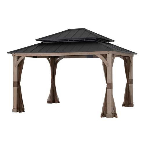 Sunjoy Brown Replacement Mosquito Netting For Broyhill San Marino Hard Top Wood Gazebo (10X12 Ft) A102013190